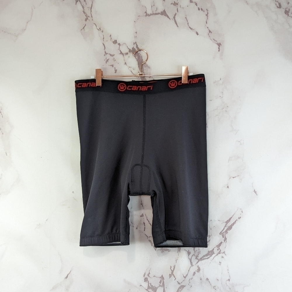 Canari Cycling Shorts Mens XL Padded Bike Black Red Spandex Stretch Athletic